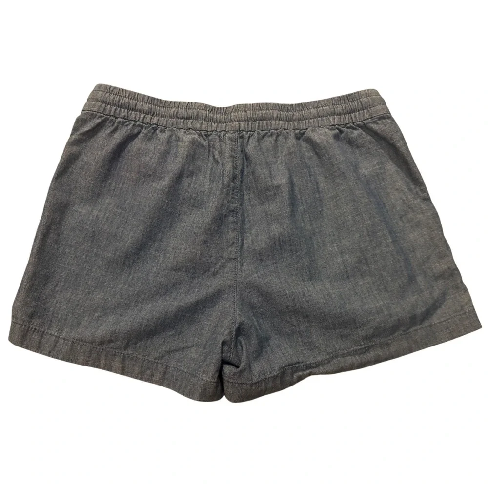 J.Crew Chambray Shorts Small Blue Re-imagined Cotton Drawstring‎ Patch Pockets